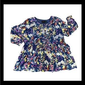 Vintage 90s Babydoll Tunic Blouse XXL Floral Soft Grunge Bohemian Cottage